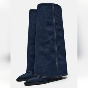 BNWT! Zara Denim heeled Gaiter boots